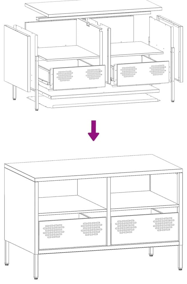 Móvel de TV 68x39x43,5 cm aço laminado a frio antracite