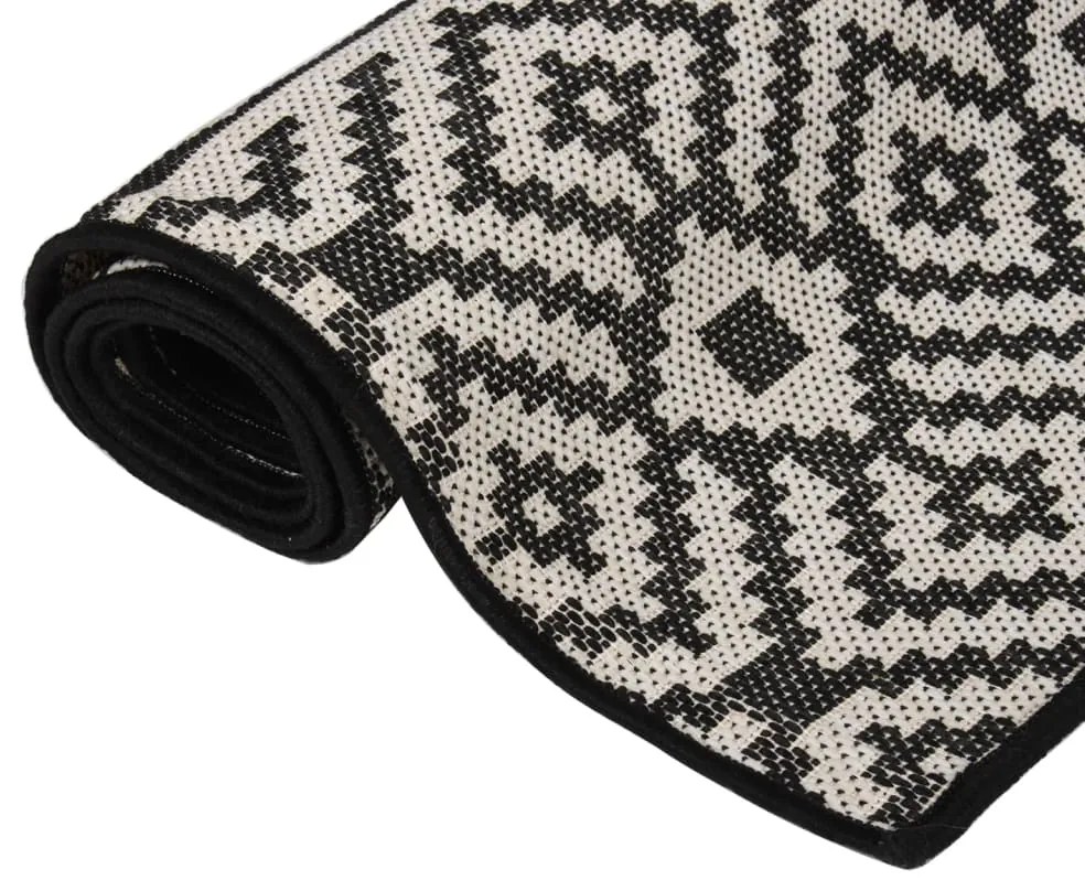 Tapete de tecido plano para exterior 160x230 cm riscas pretas