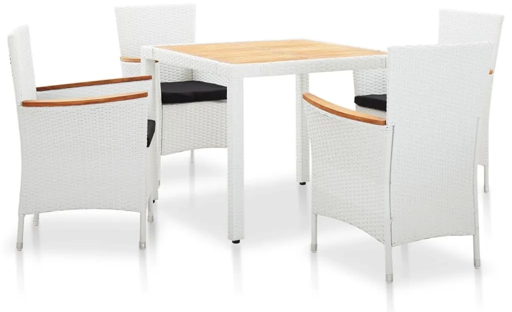 vidaXL 5 pcs conjunto de jantar para exterior vime PE branco