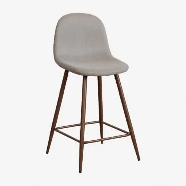 Pacote Com 4 Bancos Altos Glamm Cinza Concreto & ↑65 Cm & Madeira Escura - Sklum