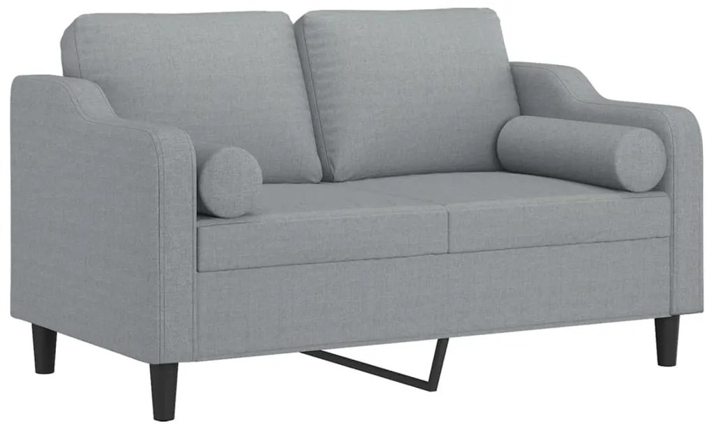 Sofá 2 lugares + almofadas decorativas 120cm tecido cinza-claro