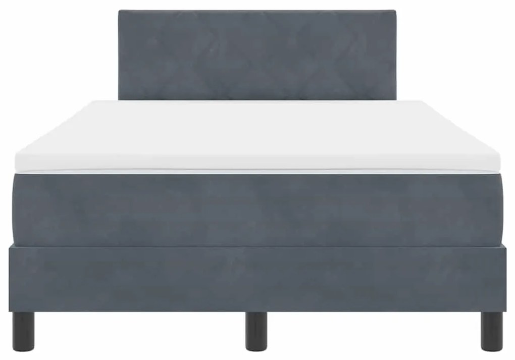 Cama Box Spring vidaXL com Colchão e LED Cinza Escuro 120x190 cm Velud