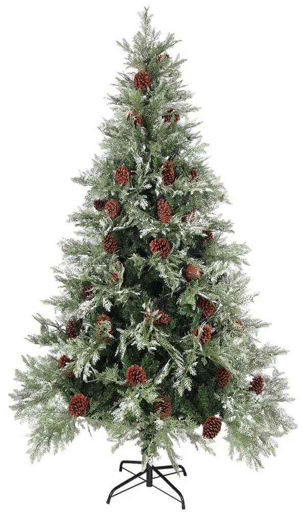 Árvore de Natal com pinhas 195 cm PVC e PE verde e branco