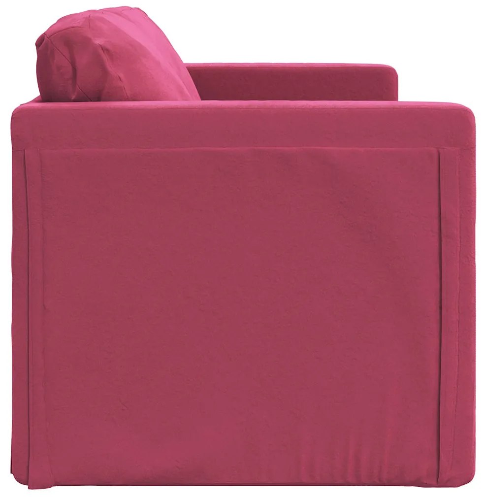 Sofá-cama sem pés 122x204x55 cm veludo vermelho tinto