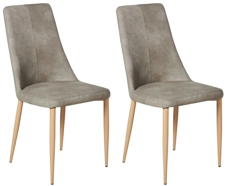 Conjunto de 2 cadeiras em pele sintética cinzenta clara CLAYTON Beliani