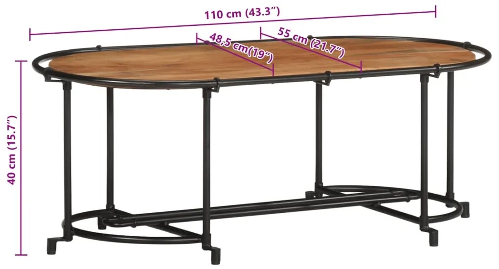 Mesa de centro 110x55x40 cm madeira de acácia maciça