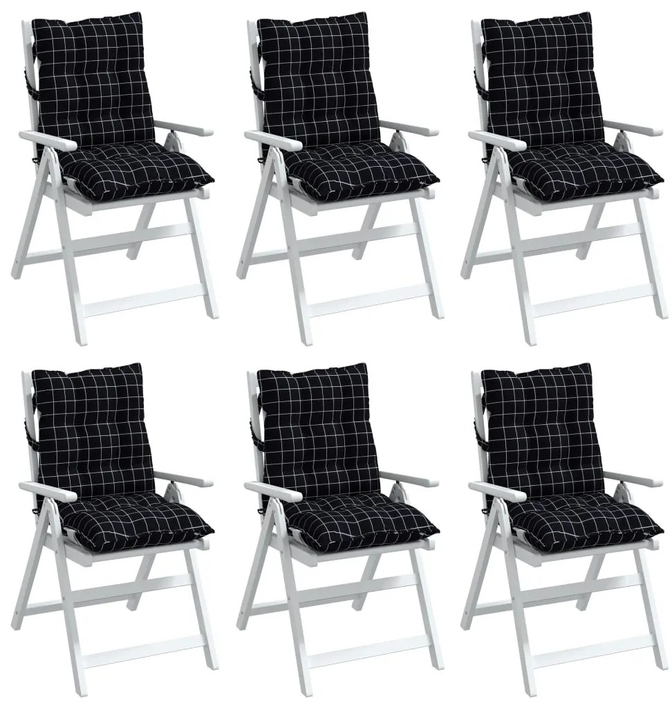 Almofadões cadeira encosto baixo 6 pcs oxford xadrez preto
