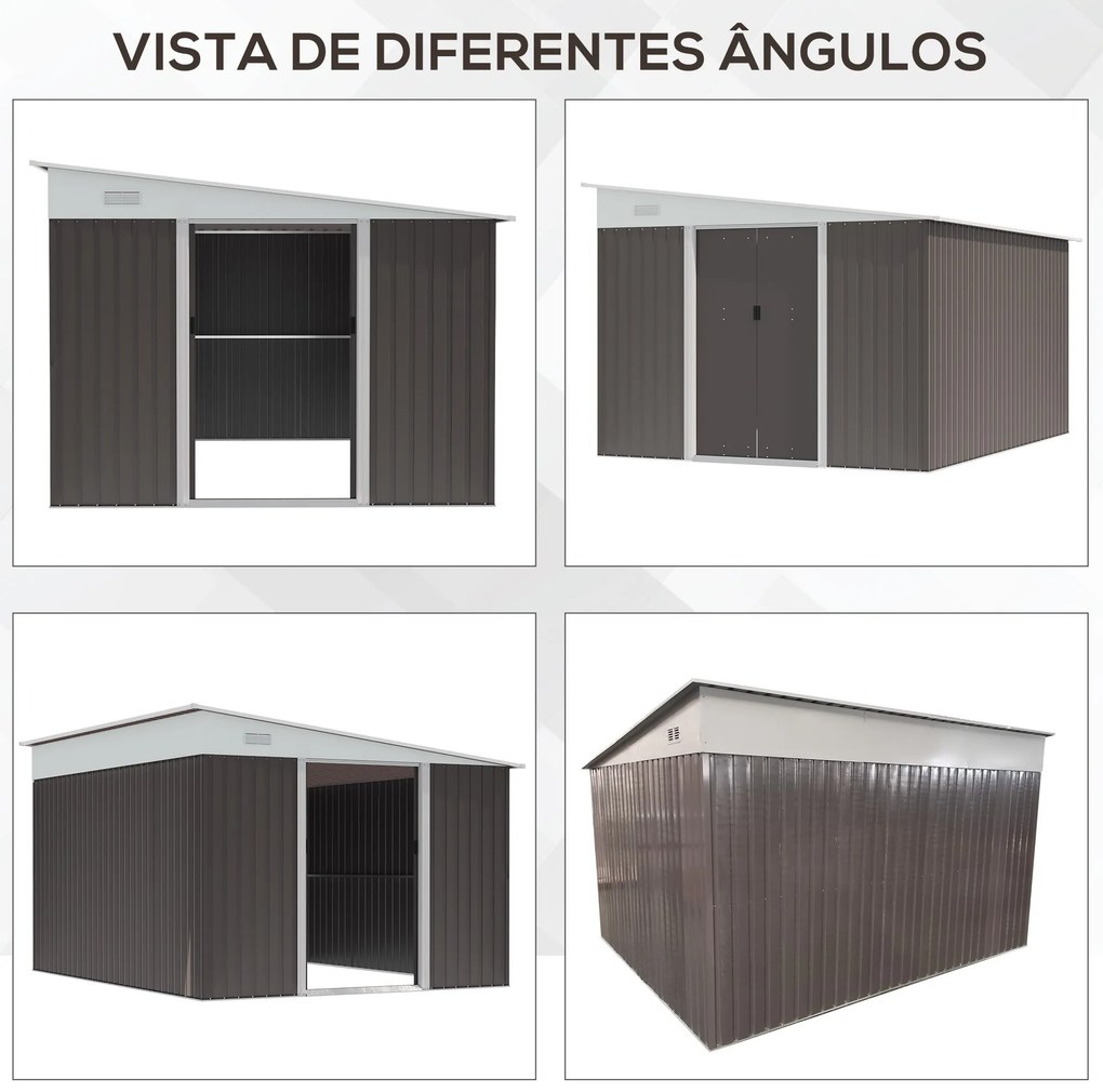 Outsunny Abrigo de Jardim 280x345x201 cm 8,9 m² Abrigo de Exterior de