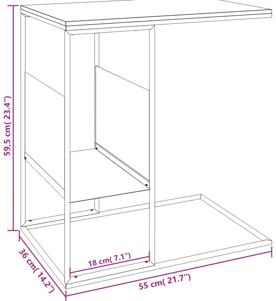 Mesa de apoio 55x36x59,5 cm derivados de madeira branco