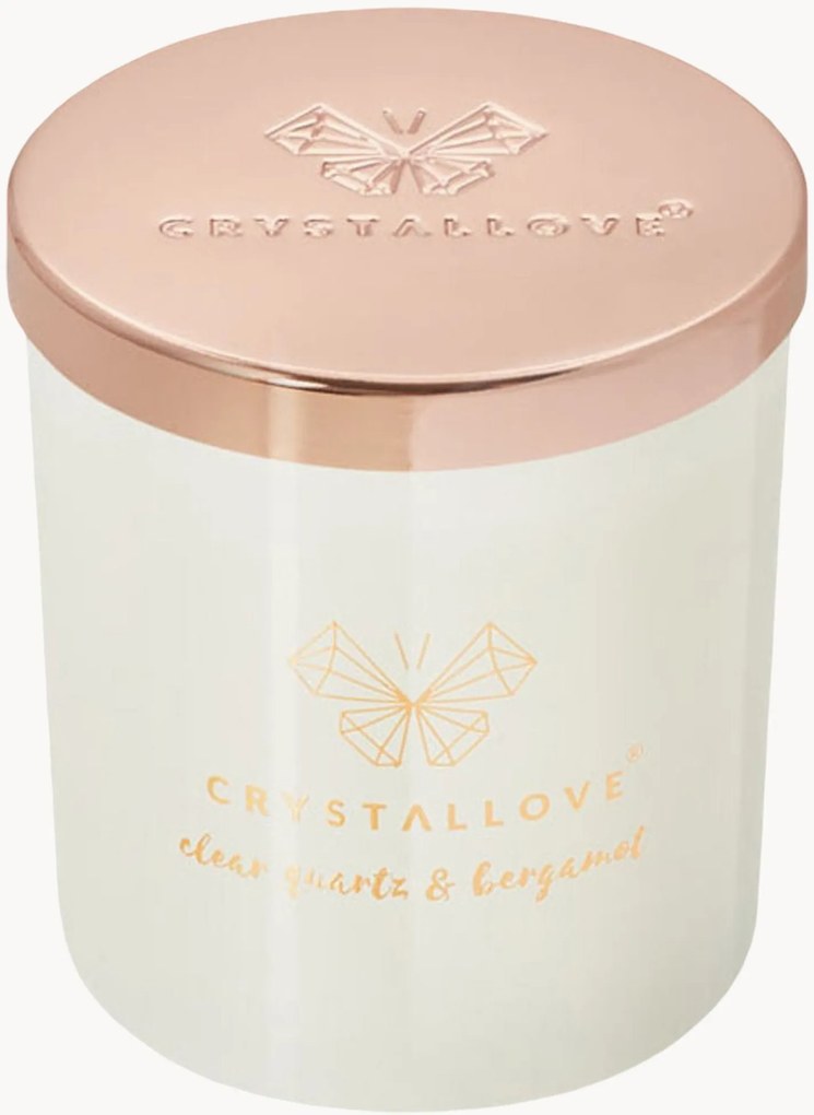 Vela de soja com quartzo transparente e bergamota Crystallove