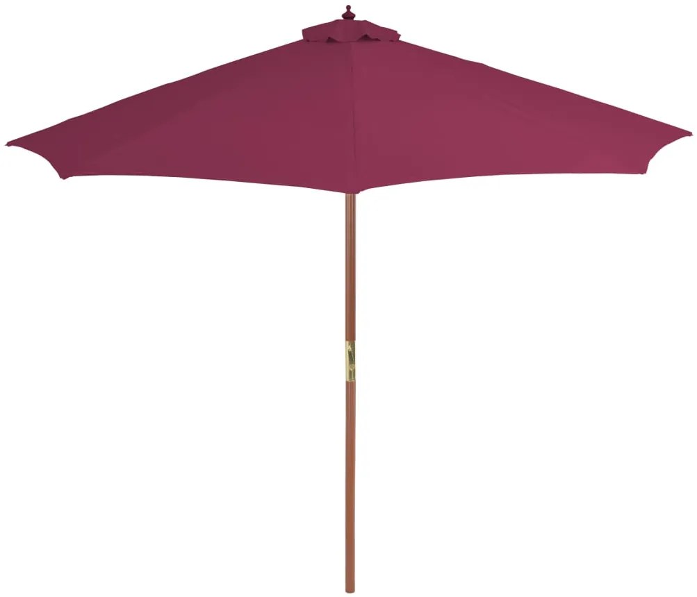 Guarda-sol de exterior mastro de madeira 300 cm vermelho bordô