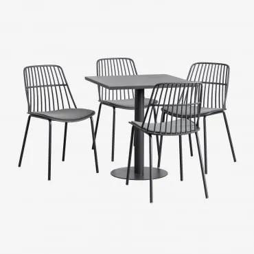 Conjunto de mesa quadrada Mizzi 70x70 cm e 4 cadeiras de jardim Maeba - Sklum