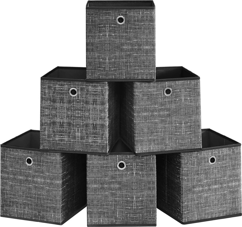 Conjunto de 6 unidades Caixas de arrumação 26 x 26 x 28 cm, preto mesclado