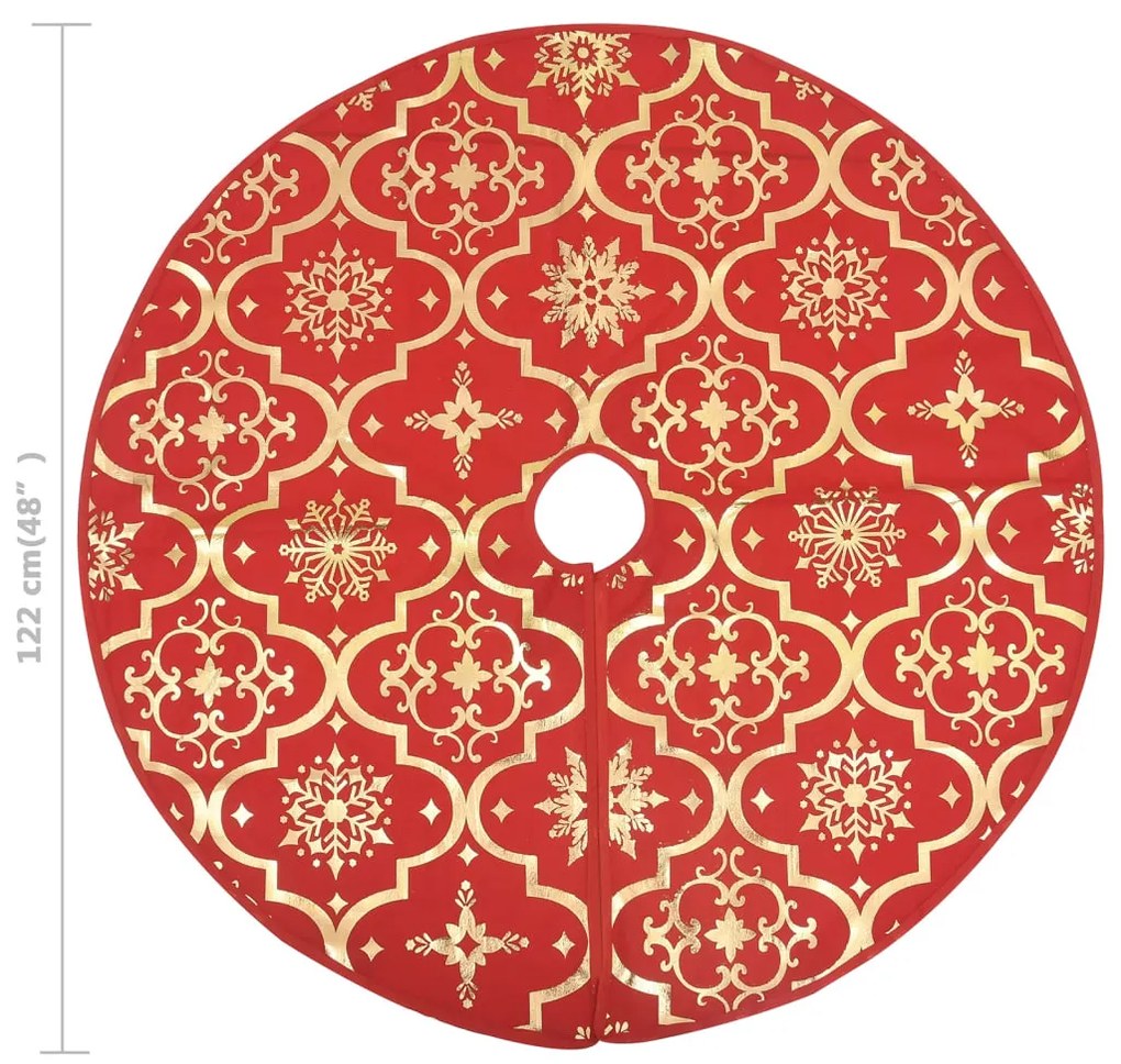 Saia de árvore de Natal luxuosa 122 cm com meia tecido vermelho