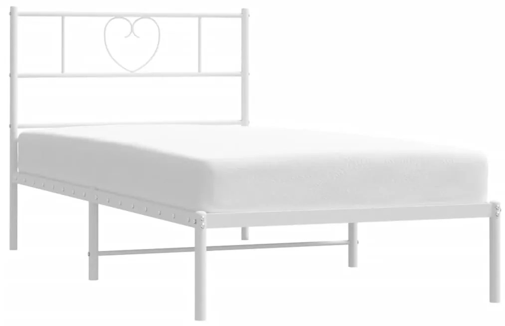 Estrutura de cama com cabeceira 100x190 cm metal branco