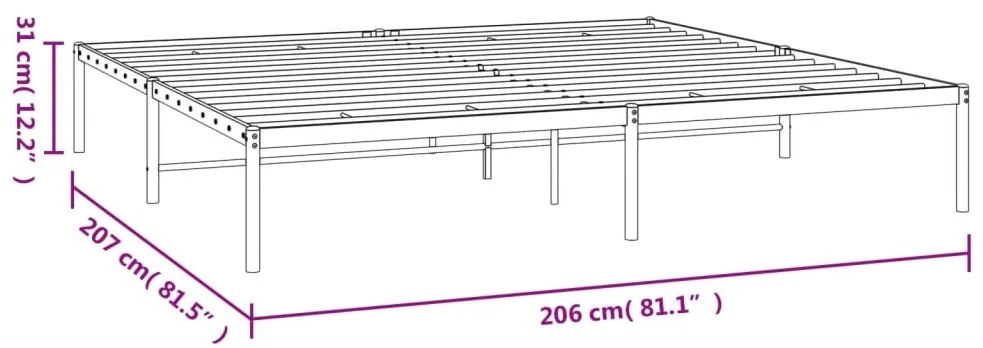 Estrutura de cama 200x200 cm metal preto