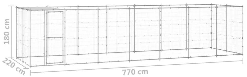 Canil de exterior com telhado 16,94 m² aço galvanizado