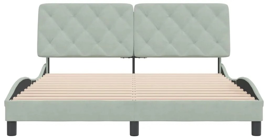 Estrutura de cama sem colchão 160x200 cm veludo cinzento-claro