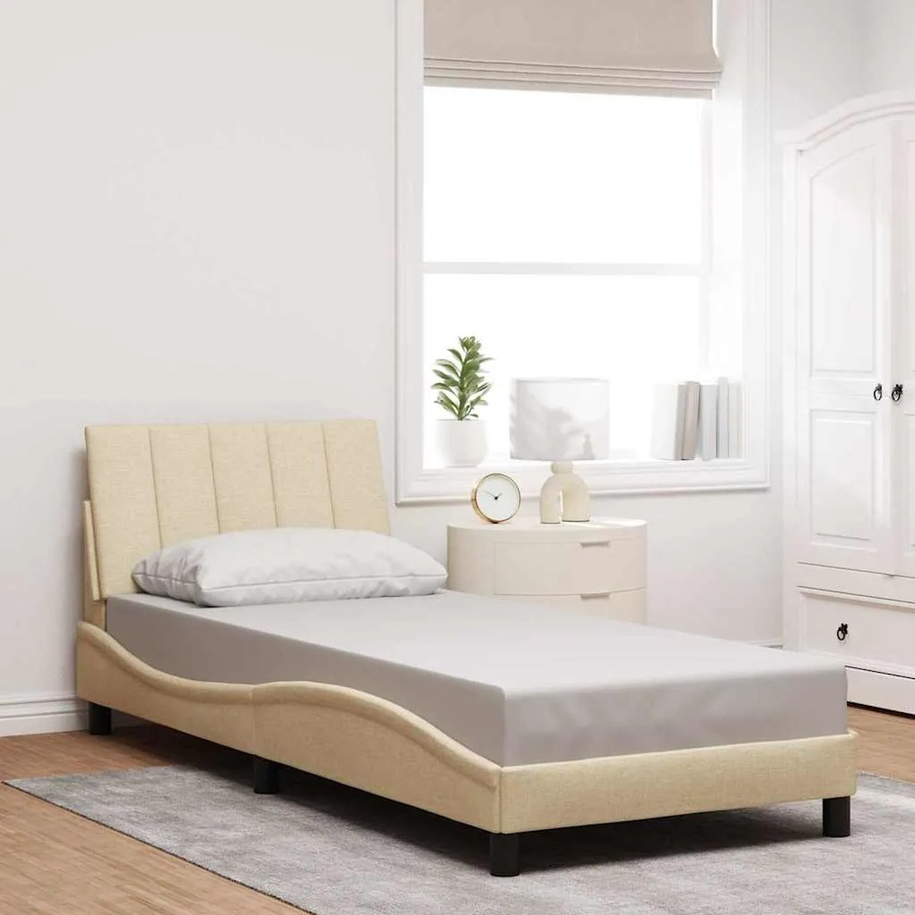vidaXL Estrutura de cama sem colchão Hanko 90x200 cm tecido creme
