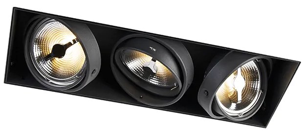 Foco embutido preto AR111 sem moldura 3 luzes - Oneon
