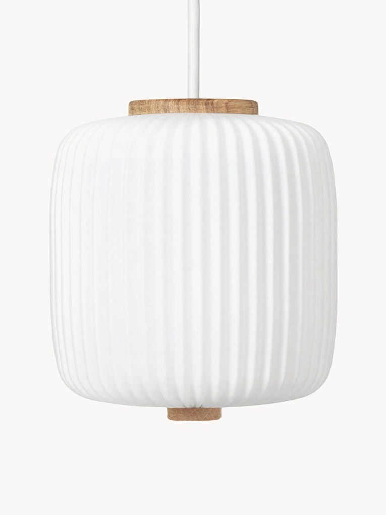 Candeeiro suspenso de vidro opalino artesanal EK61, Ø 16 cm