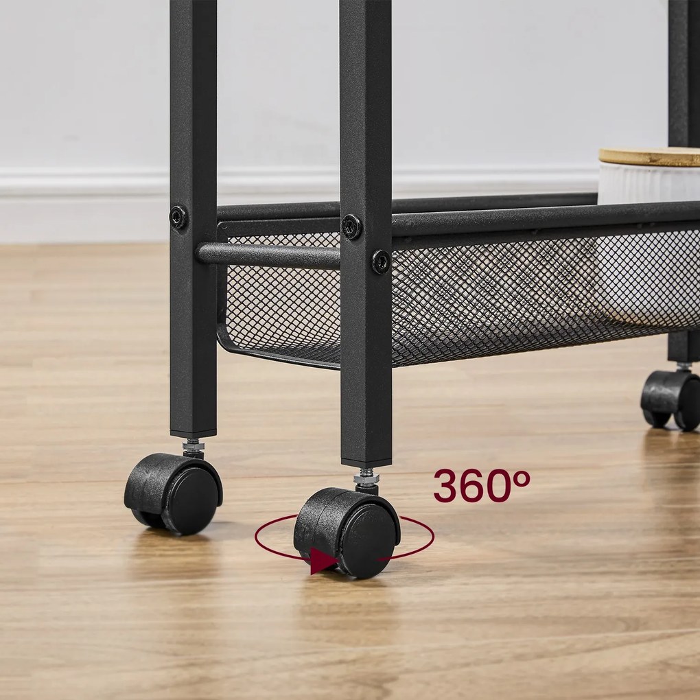 Carrinho de cozinha estreito com rodas e 5 prateleiras 13 x 45,4 x 99,6 cm preto + castanho vintage