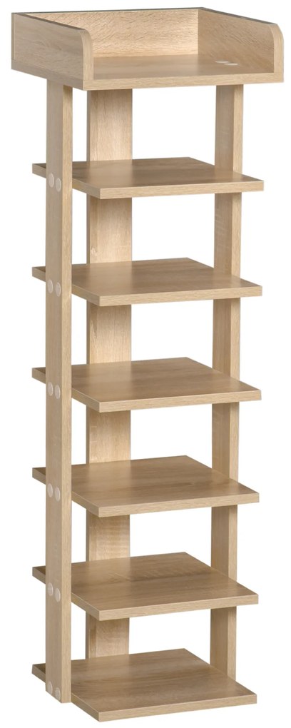 HOMCOM Sapateira Estreita de 7 Níveis Estante para Sapatos para 6 Pares de Sapatos 32x30x104 cm Madeira | Aosom Portugal