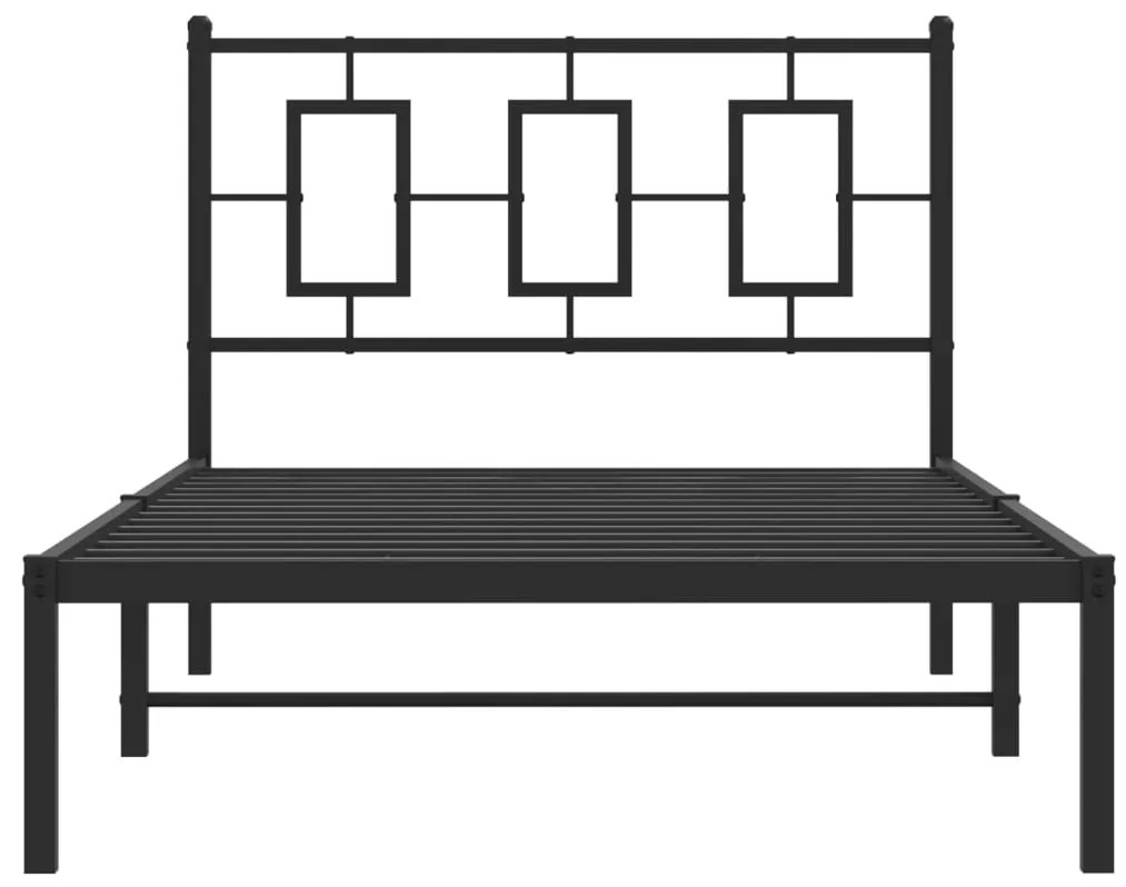 Estrutura de cama com cabeceira 100x190 cm metal preto