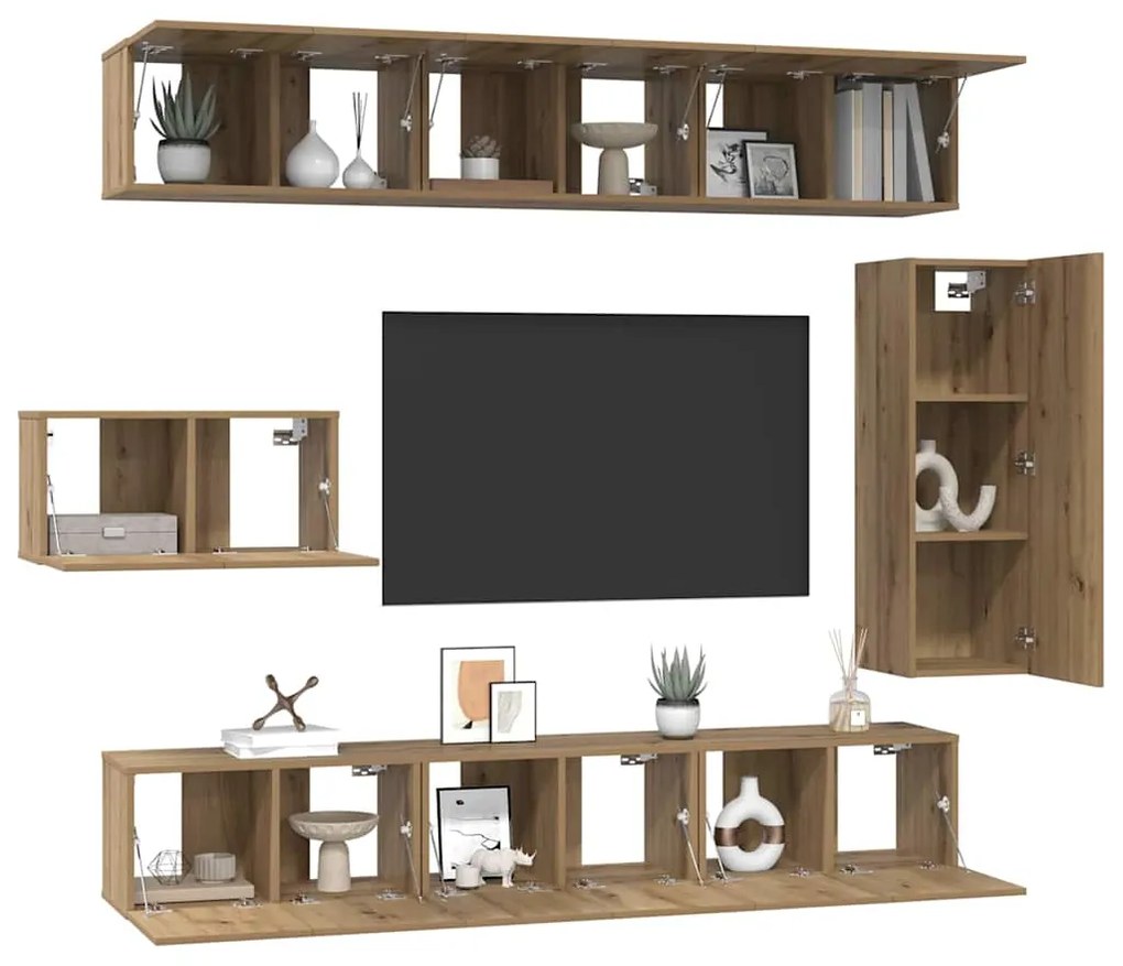 Conjunto de móvel de TV com prateleira Outros 8 pcs carvalho artisiano