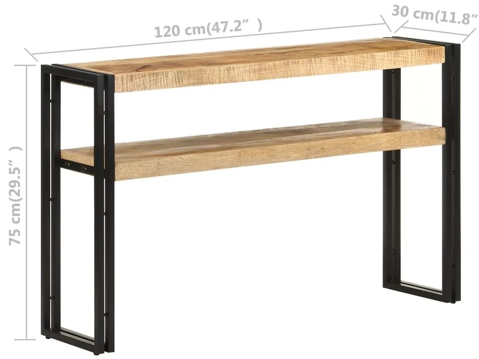 Mesa consola 120x30x75 cm madeira de mangueira áspera