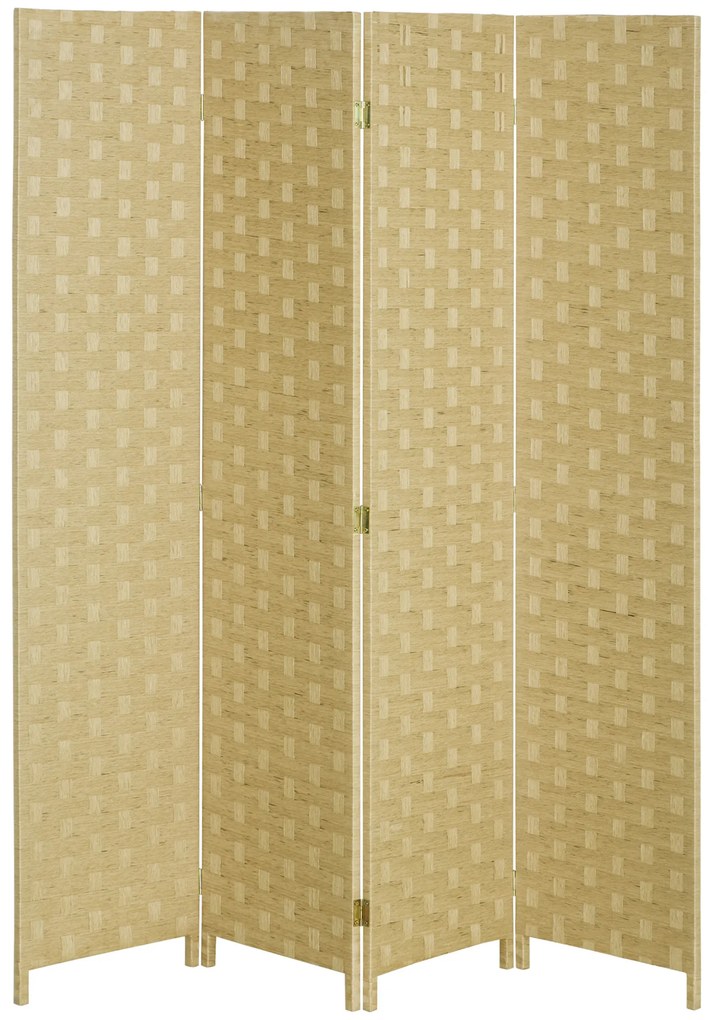 HOMCOM Biombo Separador Ambientes 4 Painéis Dobrável Corda Papel Estilo Moderno 1595x1695 cm Marrom Elegante | Aosom Portugal