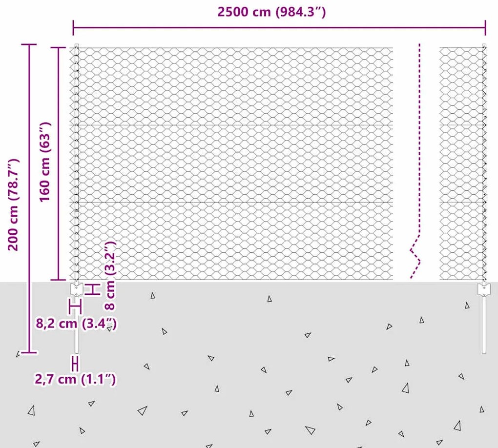 Postes de Cerca vidaXL 22 pcs U-Channel 160 cm Aço Galvanizado