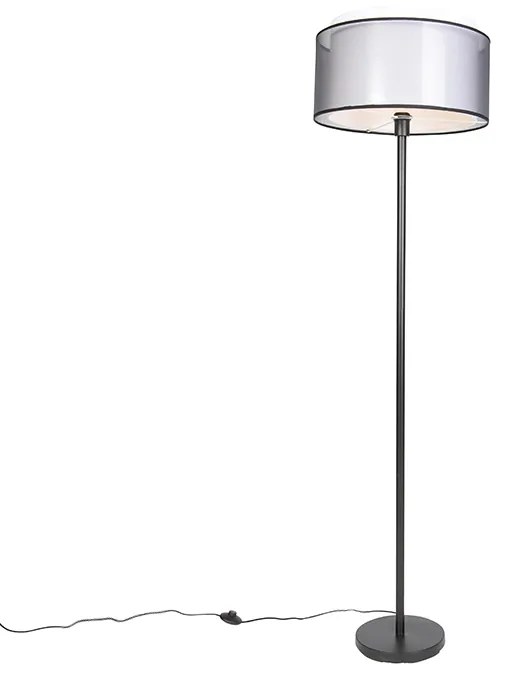 Candeeiro de pé design preto com abajur preto e branco 47 cm - Simplo Moderno,Design