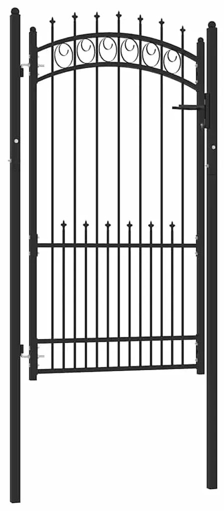 vidaXL Portão para cerca com espetos 100x175 cm aço preto