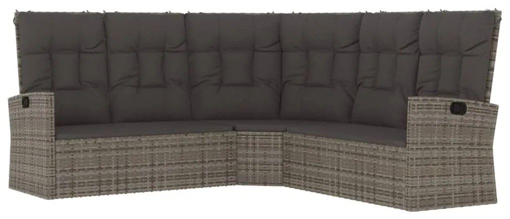 2 pcs conjunto lounge de jardim c/ almofadões vime PE cinzento