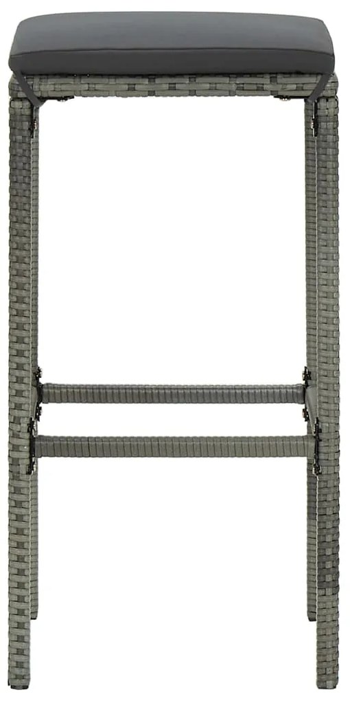 8 pcs conjunto de bar p/ jardim c/ almofadões vime PE cinzento