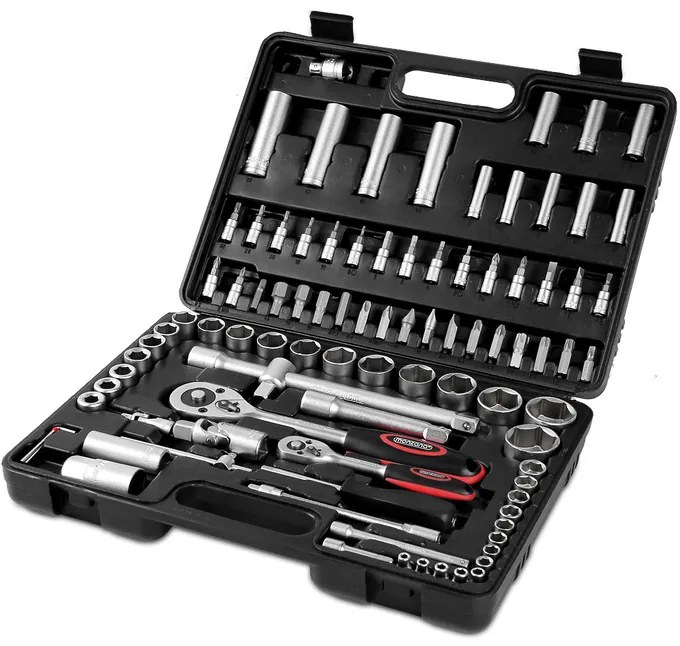Conjunto de ferramentas (94 peças) com mala e luvas incluídas Prateado + Preto