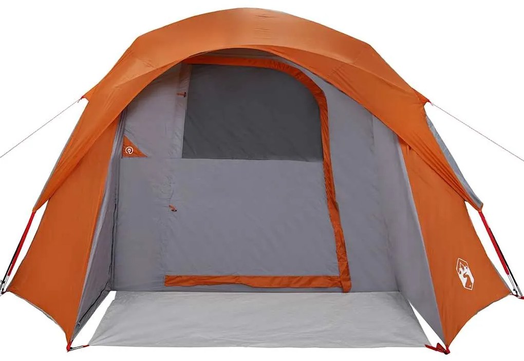 Tenda de campismo cabana p/ 4 pessoas impermeável cinza/laranja