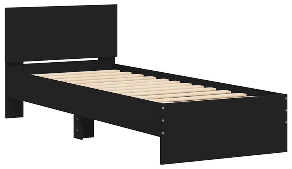 Estrutura cama cabeceira 75x190 cm derivados de madeira preto