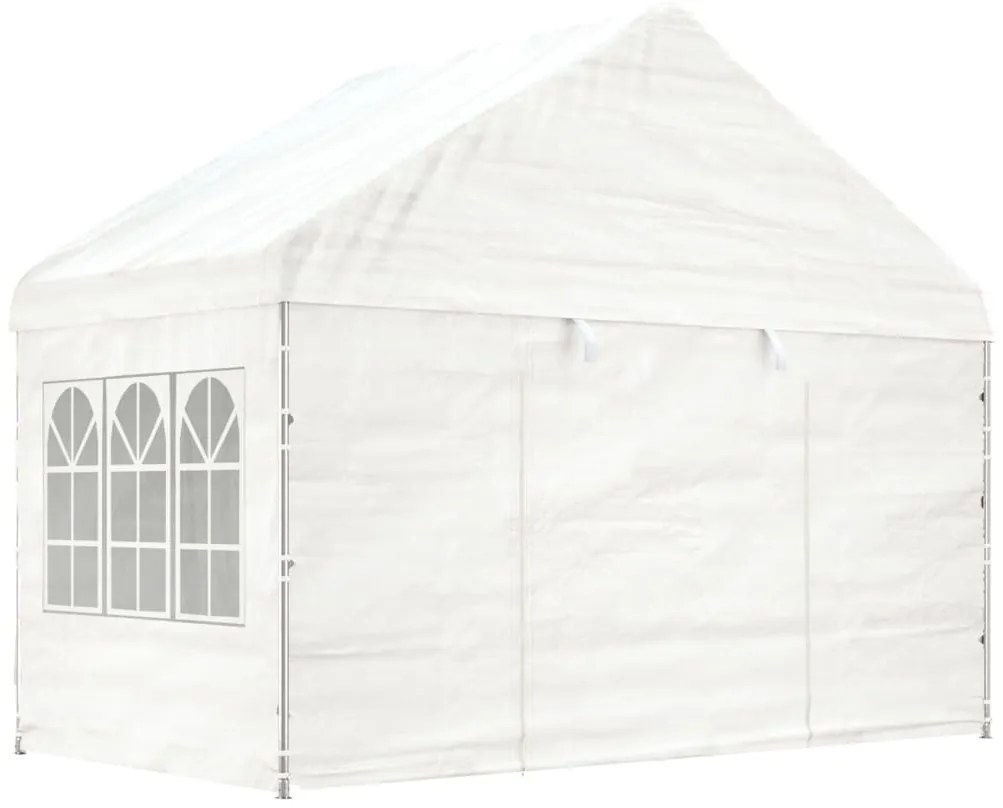 Gazebo com telhado 4,08x2,23x3,22 m polietileno branco