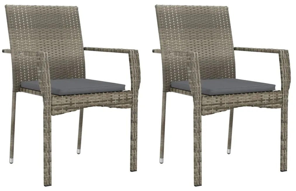 9 pcs conjunto de jantar p/ jardim c/ almofadões vime PE cinza