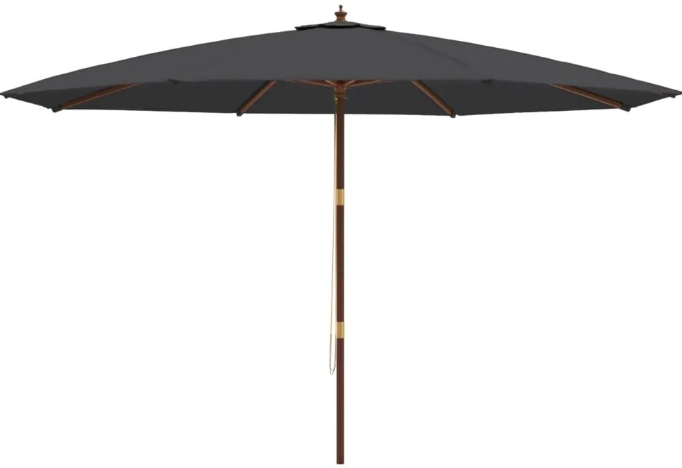 Guarda-sol de jardim com poste de madeira 400x273 cm preto