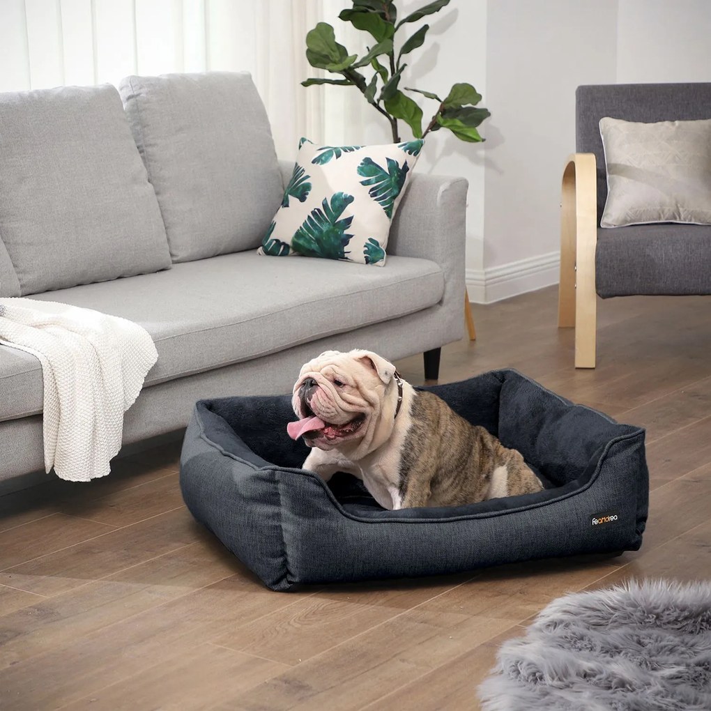 Cama de cão para cães grandes 110 x 75 x 27 cm cinzento escuro