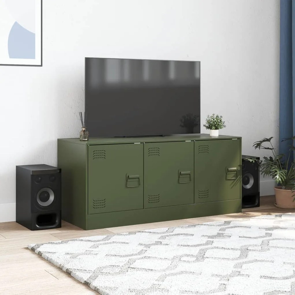 Móvel de TV 99x39x44 aço verde azeitona