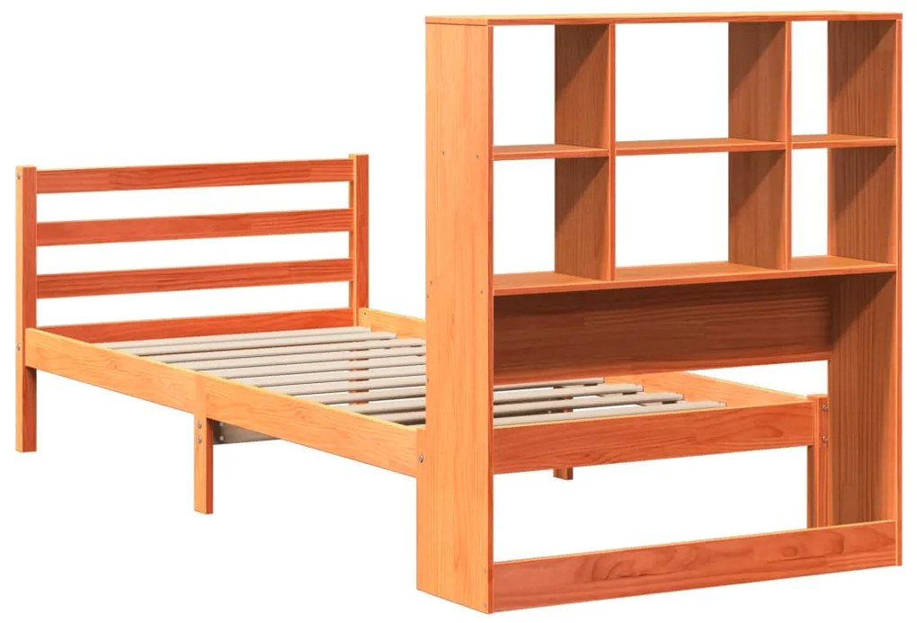 Cama com estante sem colchão 75x190 cm madeira maciça