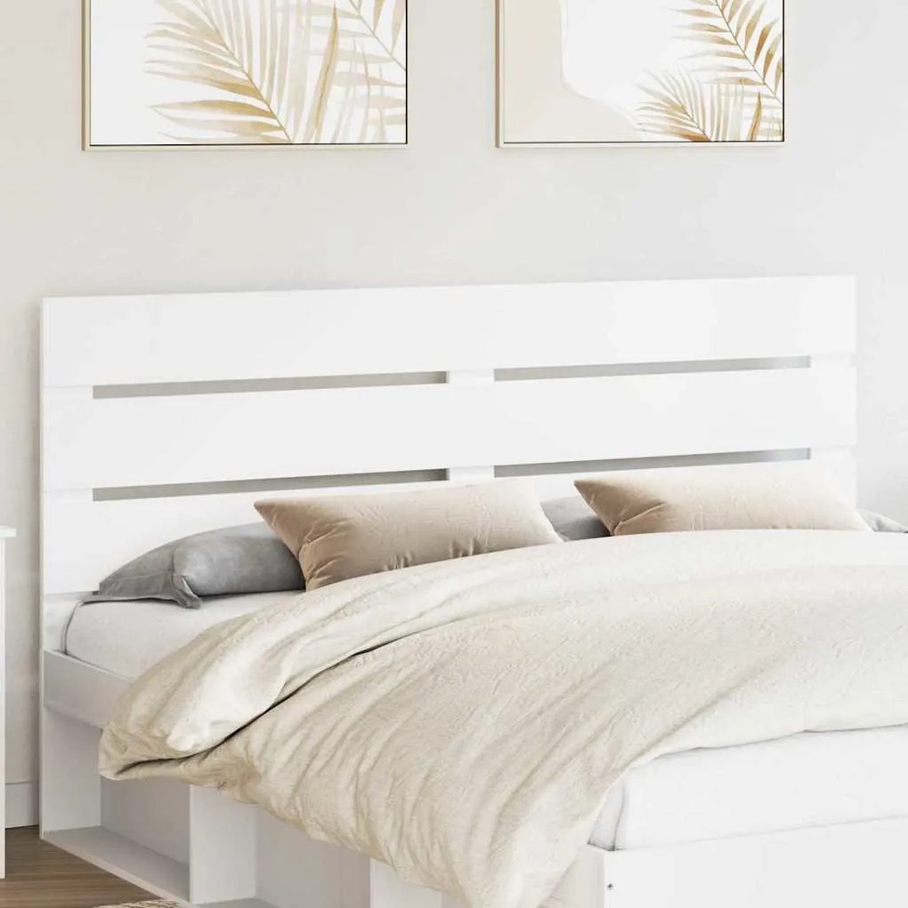 vidaXL Cabeceira com cabeceira Branco 180 cm Madeira processada
