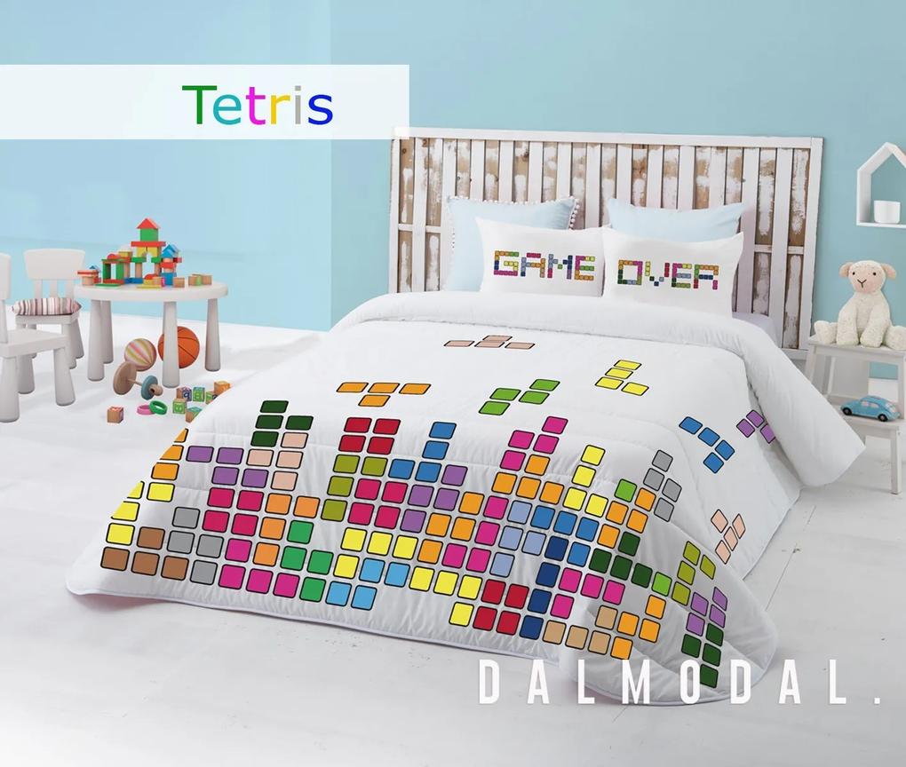 Edredom infantil Tetris - Edredom infantil com almofadas: Colcha edredão 200x260 cm + 2 almofadas cheias 45x60 cm a jogo