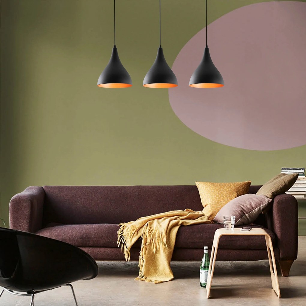 Candeeiro de Teto Berceste – Preto – 72 cm de Diâmetro, 118 cm de Altu