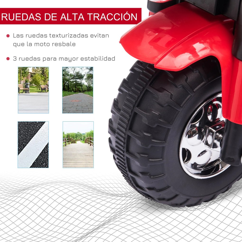 HOMCOM Motocicleta Elétrica Infantil com 3 Rodas Triciclo a Bateria 6V