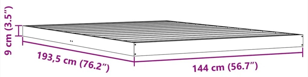 Estrutura de cama 140x190 cm madeira pinho maciça castanho cera